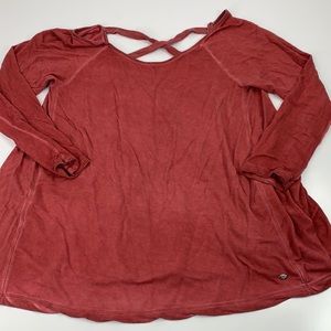 American Eagle Womens Soft & Sexy 3/4 sleeve shirt blouse red tie dye small